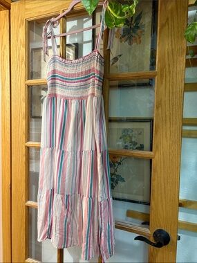 Striped Pink Multi-Color Tiered Sundress